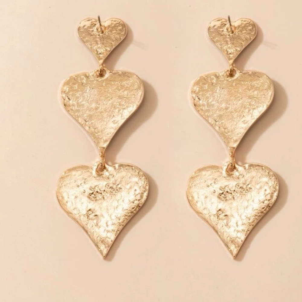 ❤️ Awesome Various Size Hearts Tassel Dangle Stud Earrings ❤️ - Picture 8 of 11